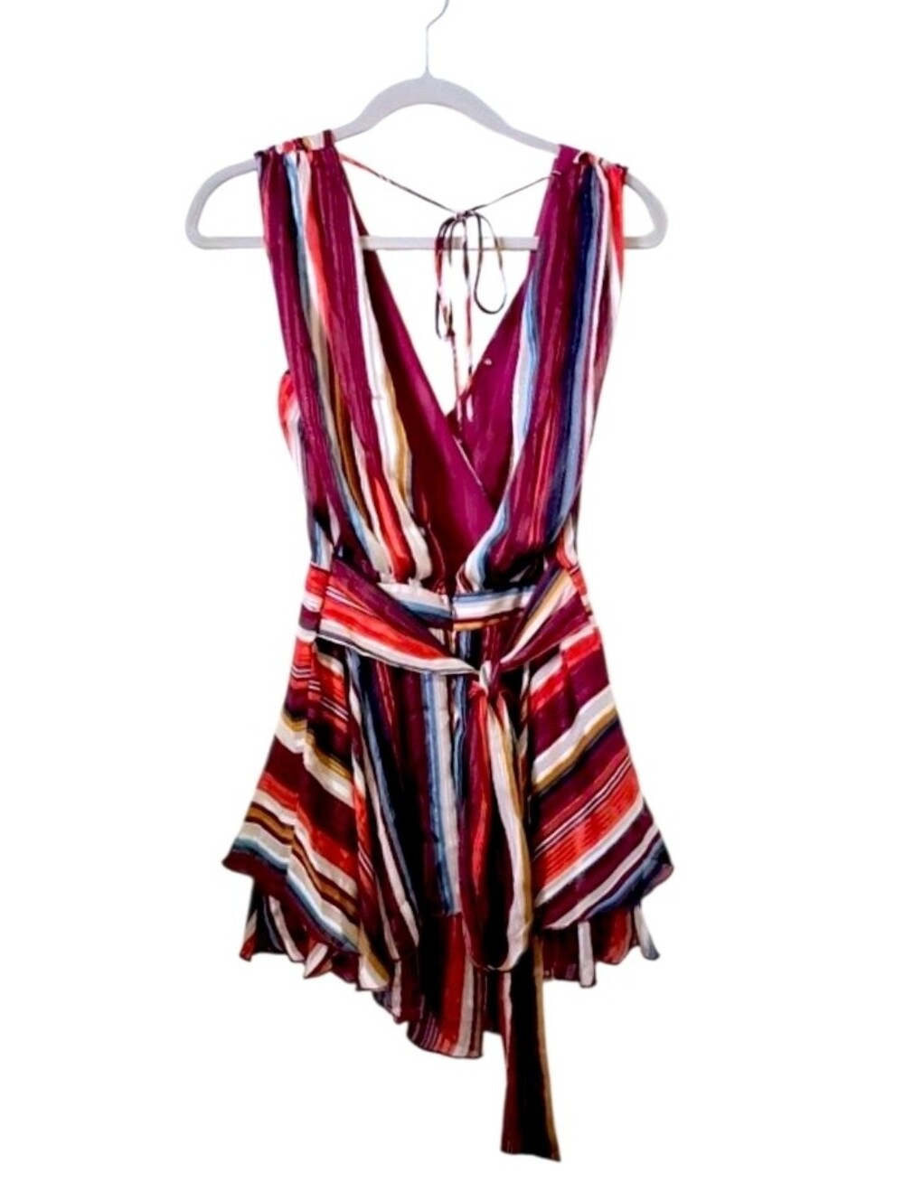 Showpo Multicolor Striped V-Neck Romper Plunge US 4